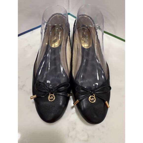 MK Michael Kors Leather Ballet Flats Black Classic Size 7M - Picture 1 of 10
